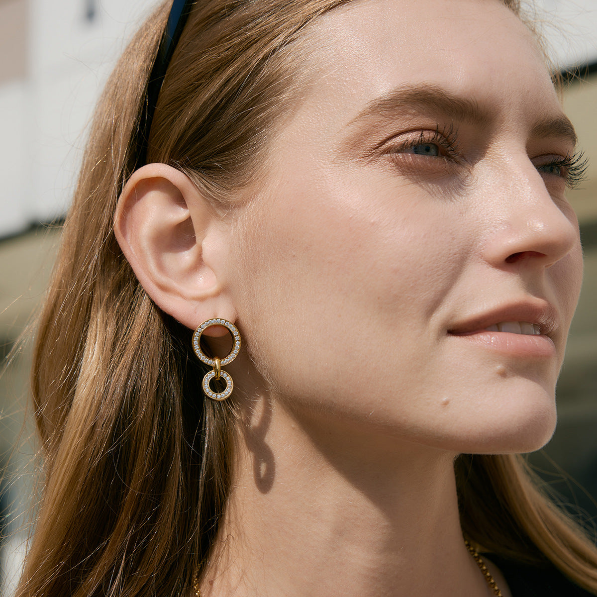 Women's Ding Titanium Steel Zircon Light Luxury Earrings