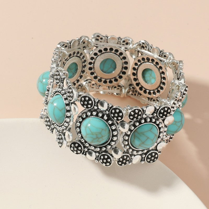 Style Personality Retro Alloy Turquoise Stretch Bracelets