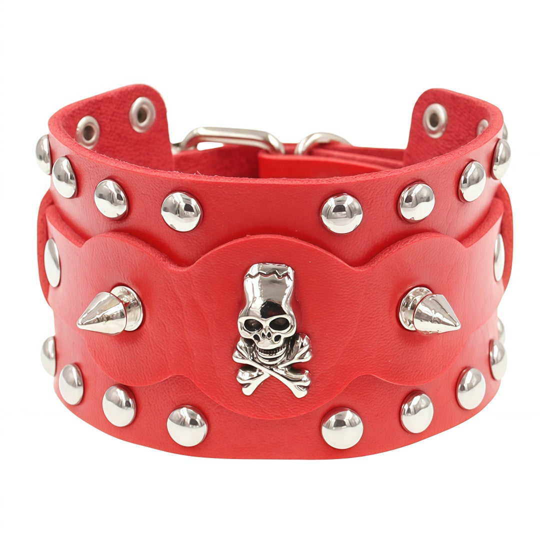 Leather Fashion Gothic Skull Punk Rivet Retro Bracelet