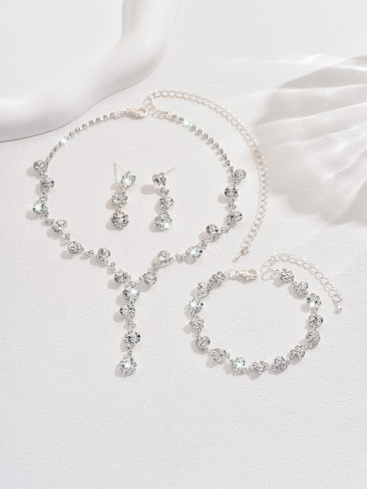 Bridal Popular Sunflower Rhinestone Pearl Three-piece Necklaces