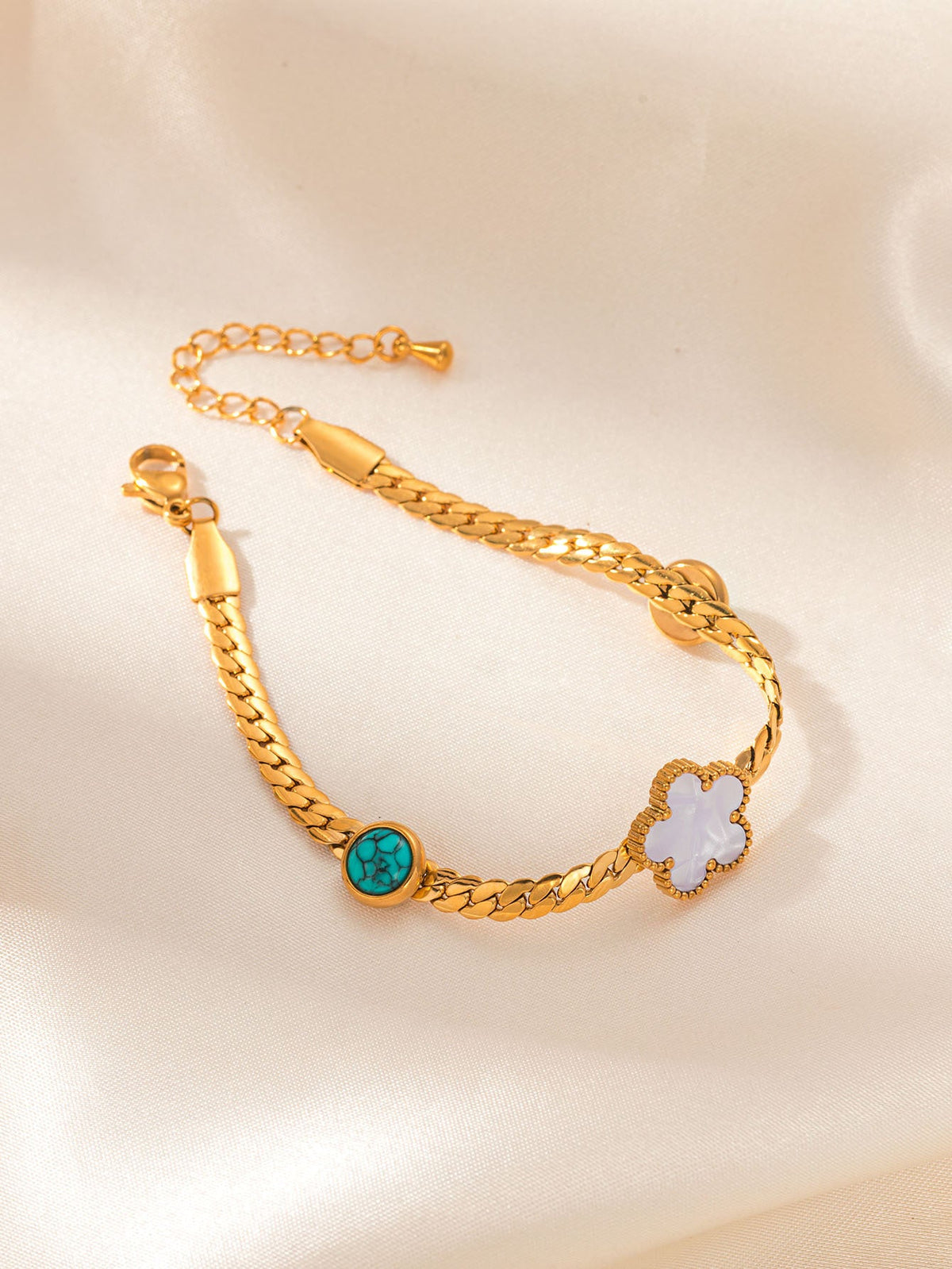 Women's Stainless Steel Inlaid Turquoise Cuban Butterfly Vintage Love Bracelets