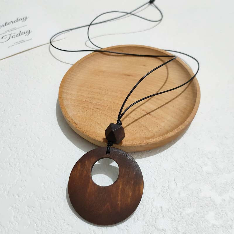 Women's Long Niche National Ethnic Woven Brown Necklace