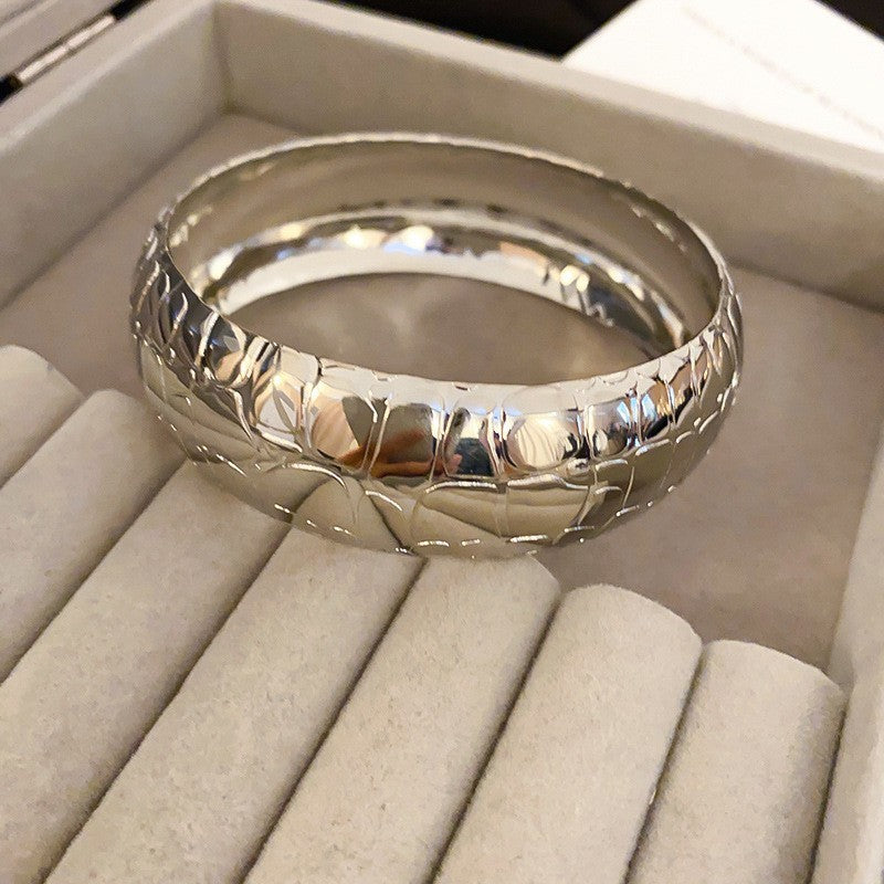 Metallic Striped Geometric Cross Flowers Openings Niche Exaggerated High Bracelet