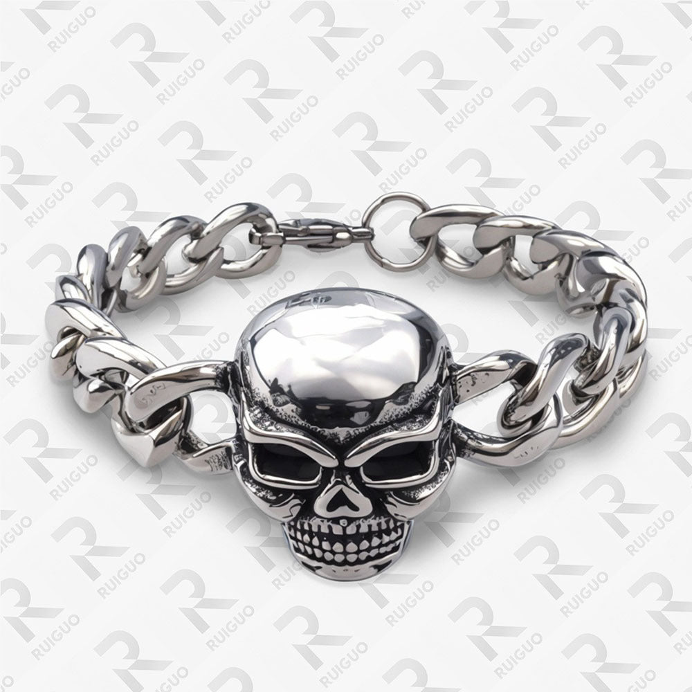 Men's Manly Cross Stainless Steel Skull Halloween Bracelet