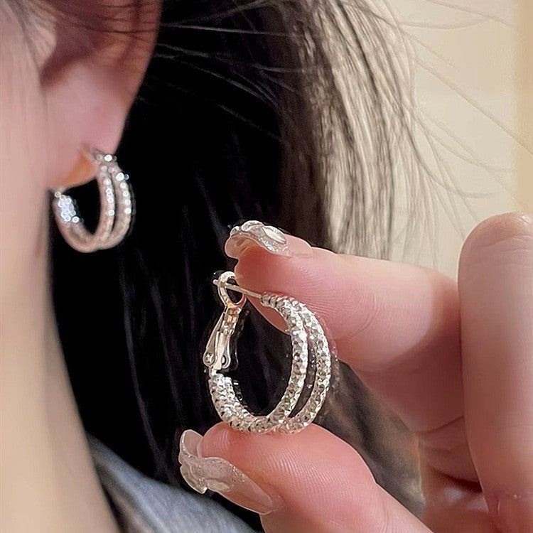 Plain Circle Round Auricular Needle Minority Fashion Elegant Unique Light Stud Earrings