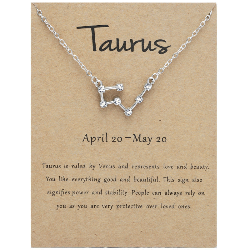 Twee Constellation Brown Card Rhinestone Clavicle Necklaces