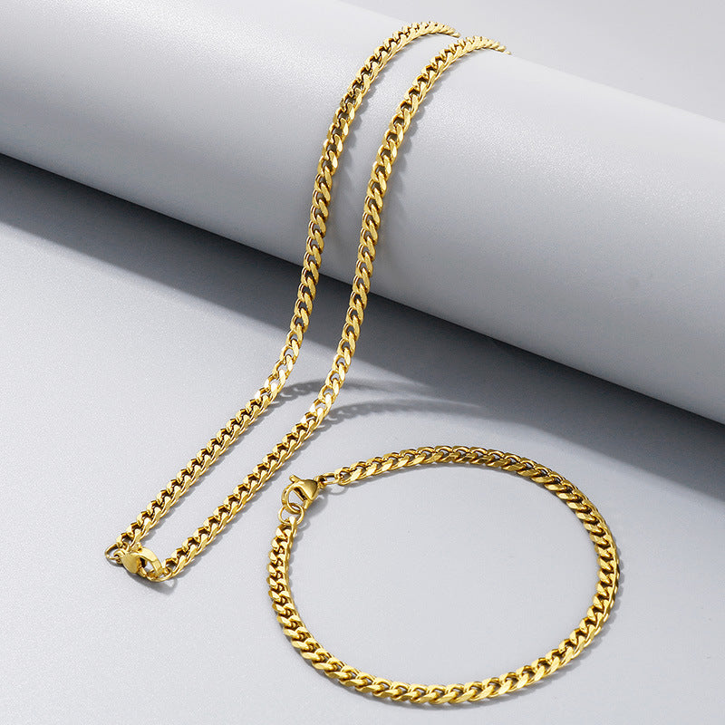 Men's Hip Hop Thick Chain Trendy Stainless Six-sided Necklaces
