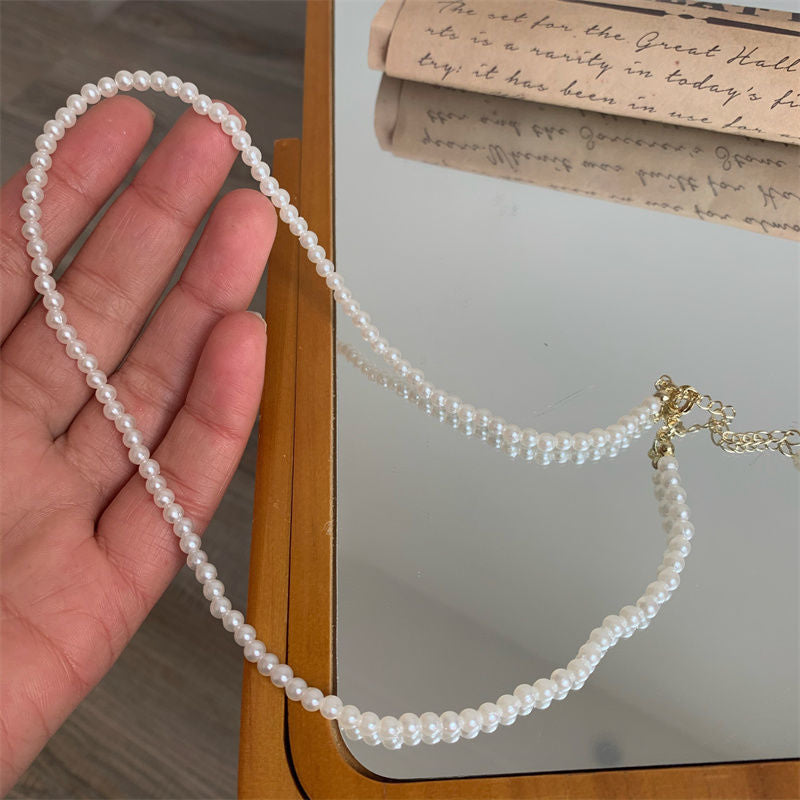 Women's Pearl Handmade Beaded Temperament Wild Retro Neck Necklace