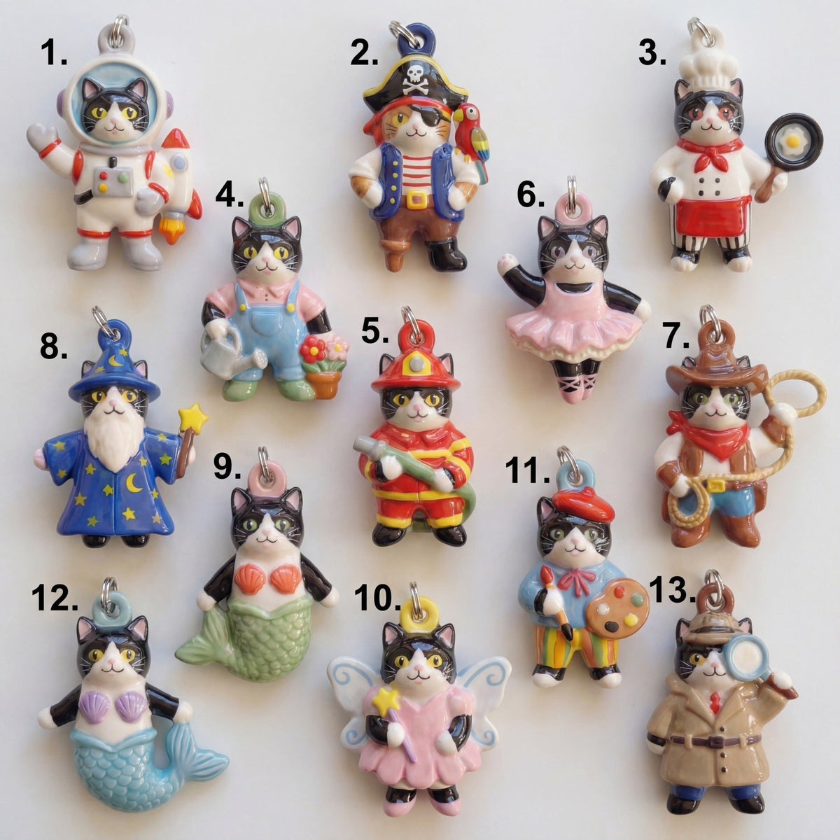 Popular Kitten Series Mermaid Magician Pirate Chef Cat Copper Light Pendants