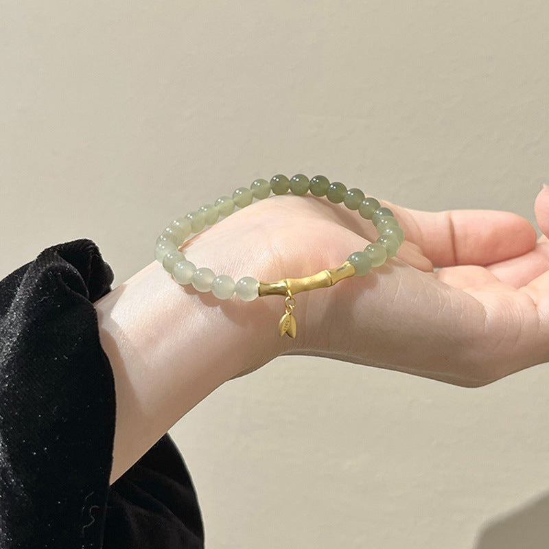 Women's Chinese Style Sterling Sier Bamboo Festival Gray Gradient Light Bracelets
