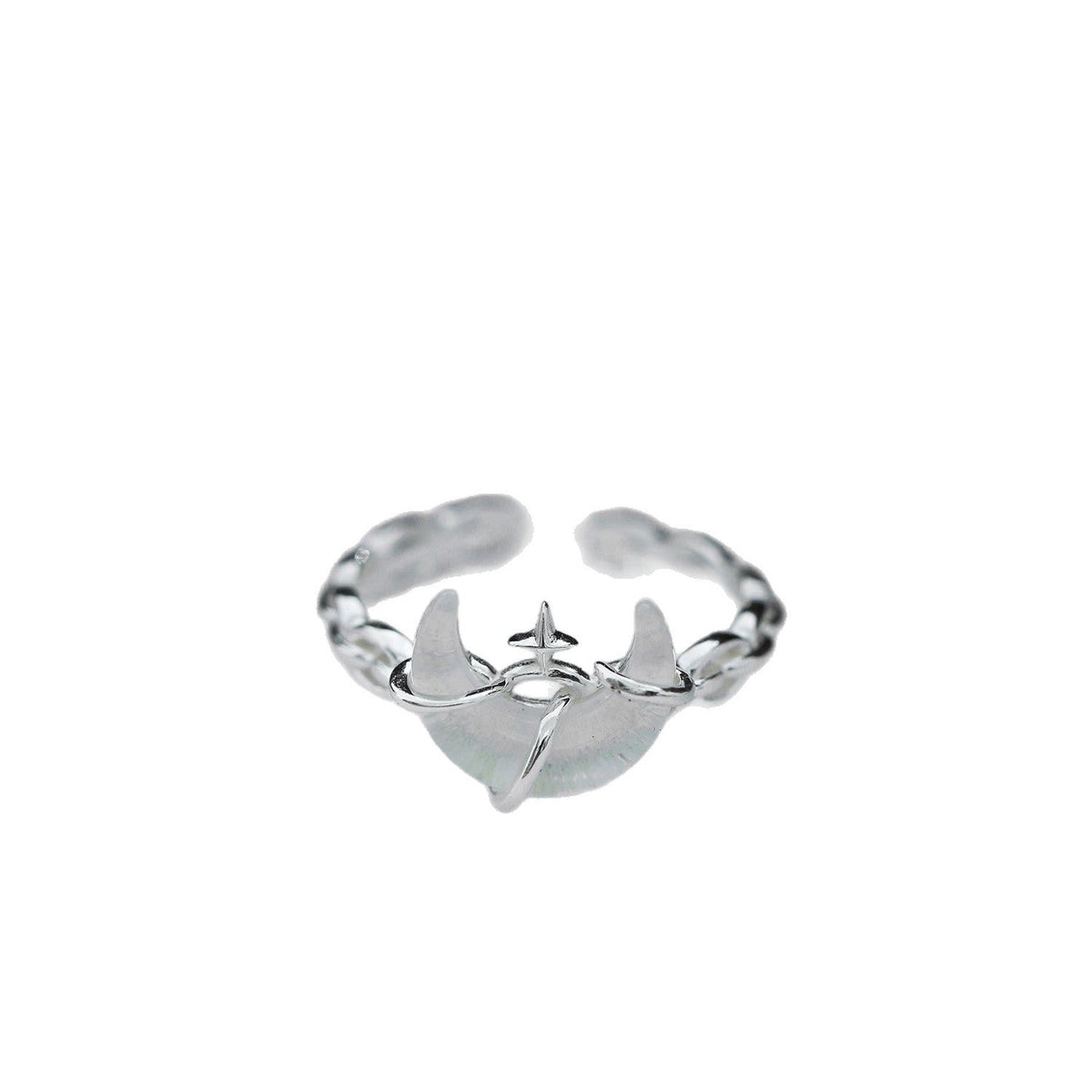 Women's Moonstone Sterling Niche High-grade Light Luxury Cold Wind Moon Open Ring