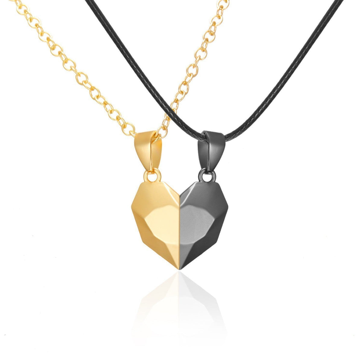 Pair Of Black White Heart-shaped Suction Magnetic Pendants