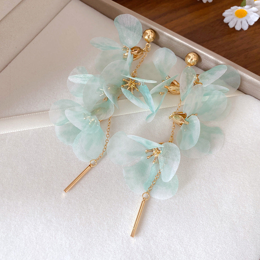 Summer Super Fairy Vacation Style Blue Flower Tassel Fashion Elegant Rings