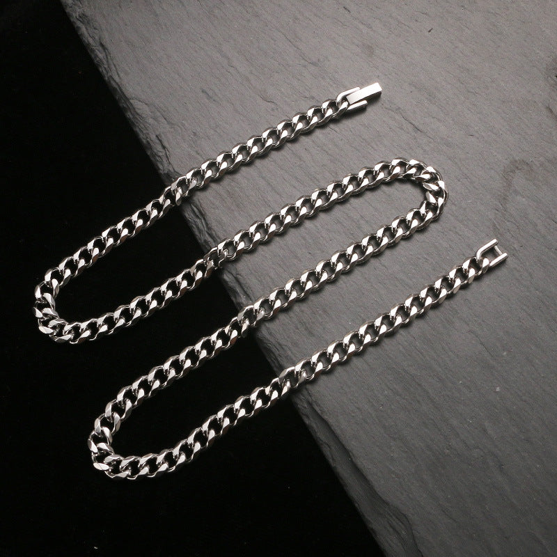 Titanium Steel Cuban Male Female Trendy Clavicle Chain Hip Hop Pendant