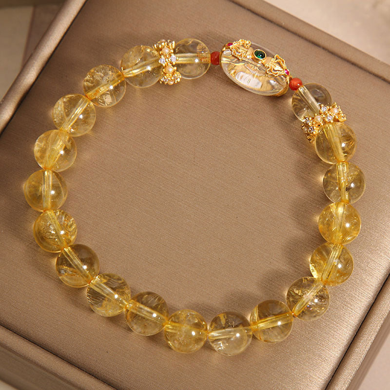 Gold Rutilated Female Special Interest Light Luxury Retro Exquisite Bracelet