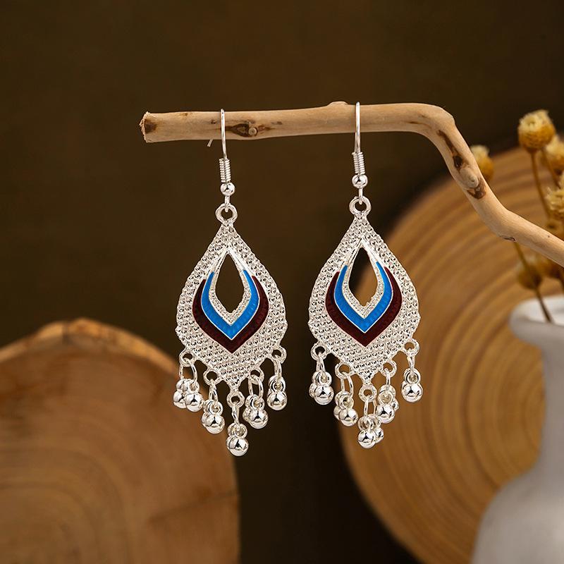 Colorful Long Feather Tassel Scenic Spot Earrings
