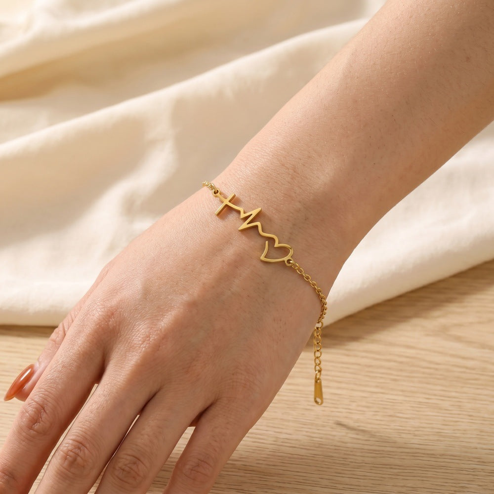 Women's Fashion Style Stainless Steel Line Ecg Anklets