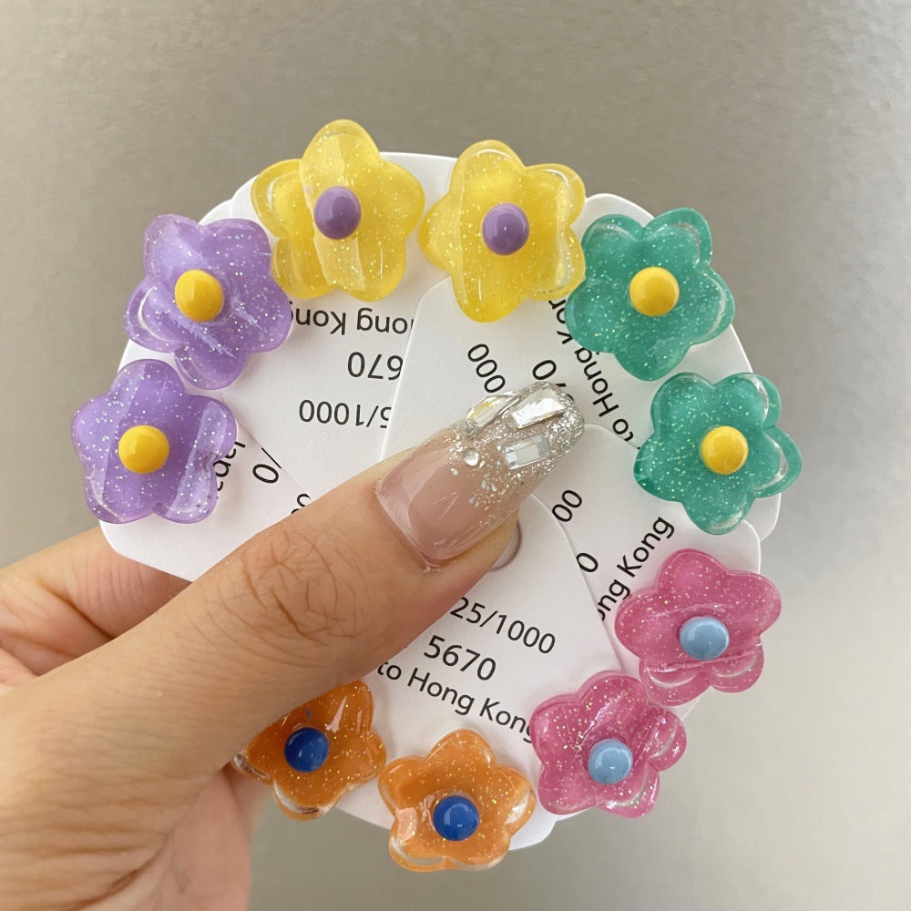 Women's Summer Iti Colorful Flower Ear Clip Sweet Earrings