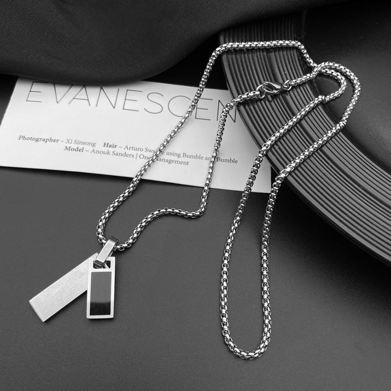 Women's & Men's Niche Street Style Hipster Contrast Color Square Pendant