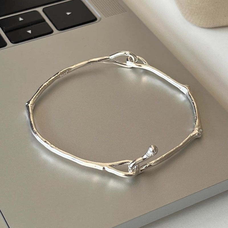 Sterling Sier Irregular Branch Female Minority Simple Glossy Bracelets