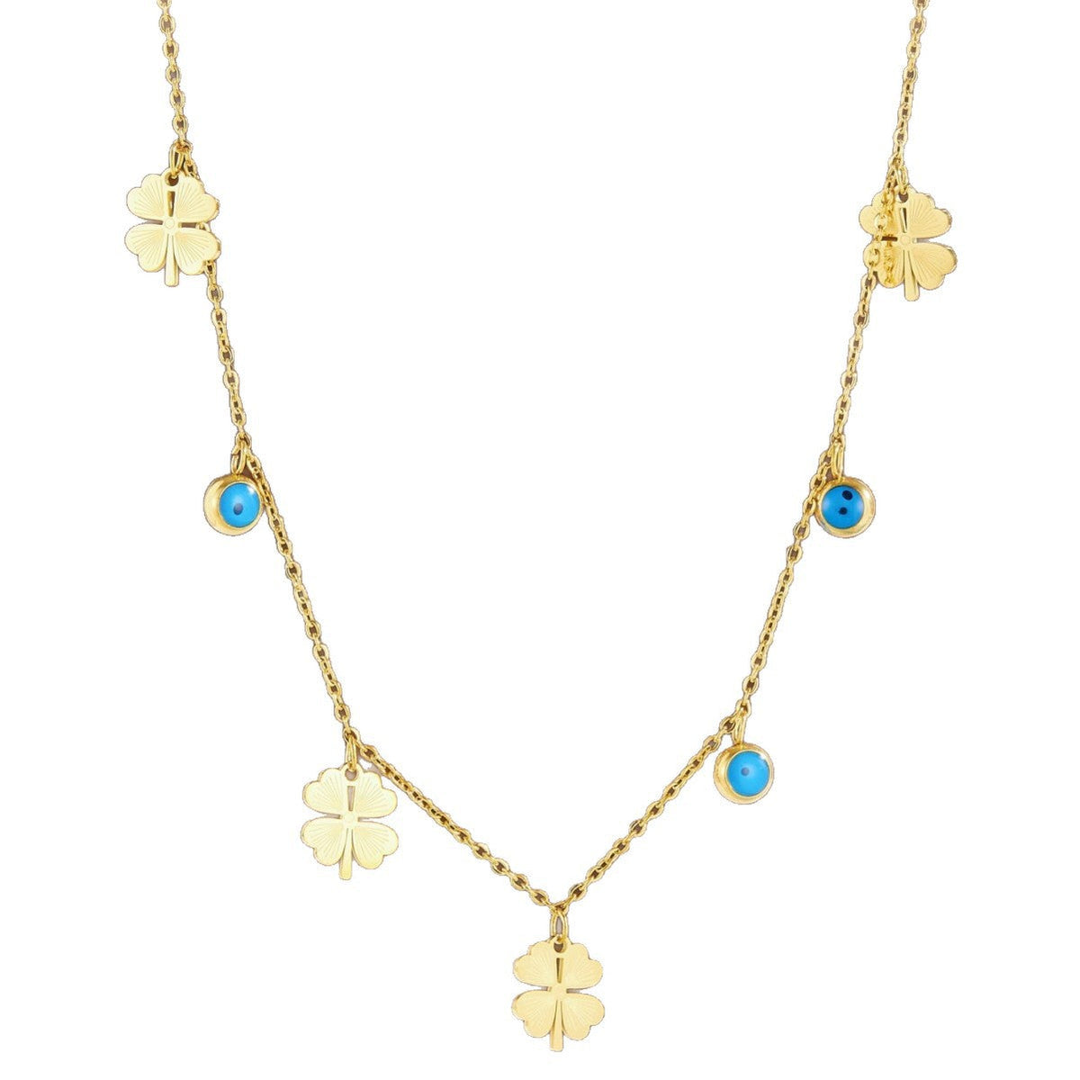 Women's French Stainless Steel Drop-shaped Color Zircon Flower Simple Necklace