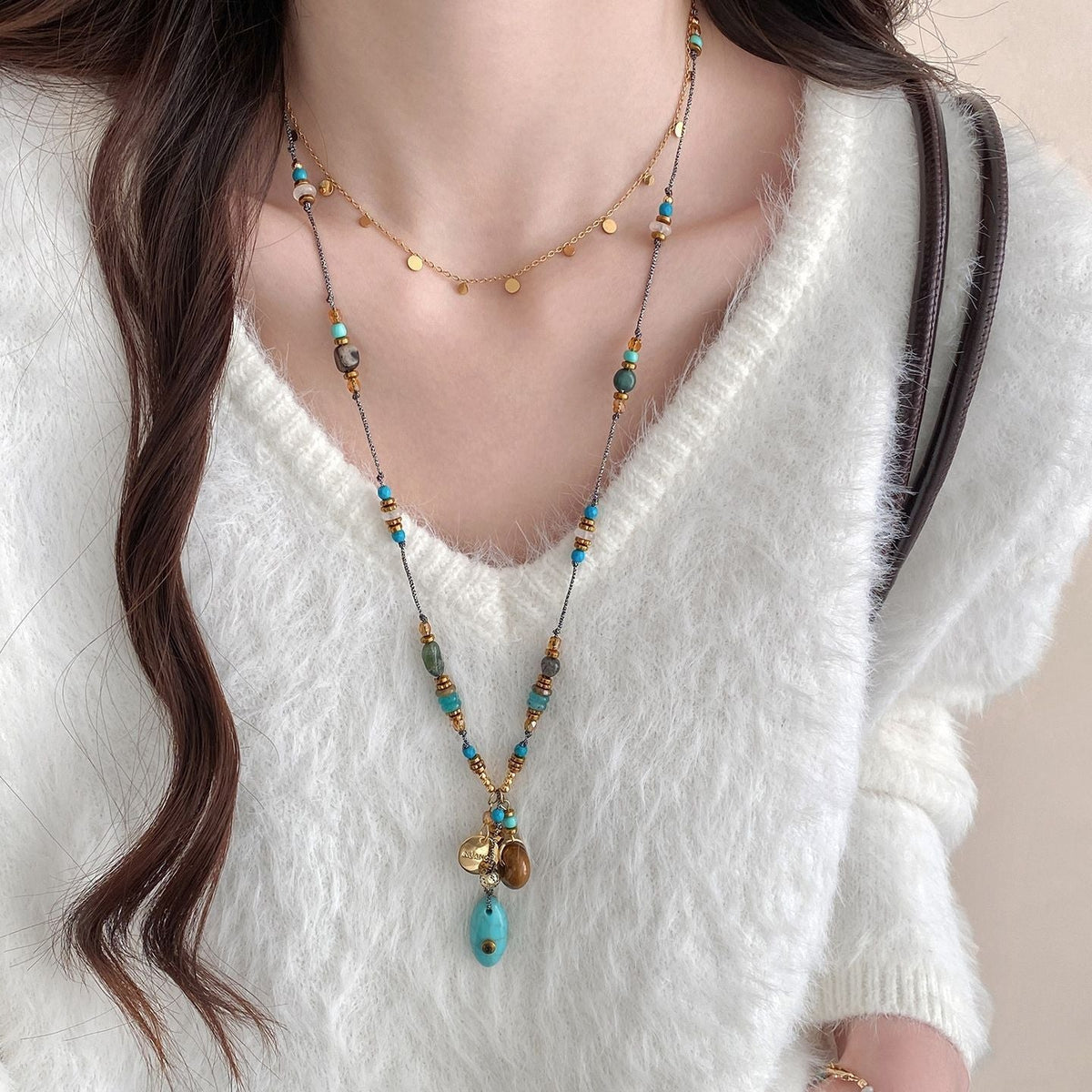 Women's Retro Green Braid Rope Chinese Ethnic Necklaces