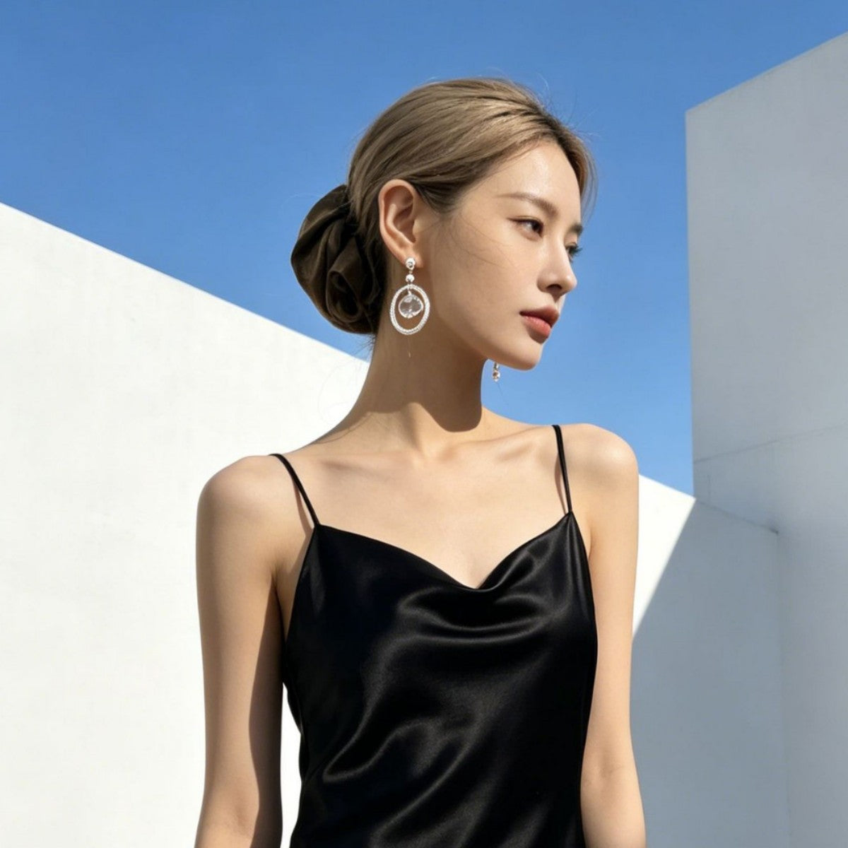 Fashion Popular Niche High Sense Openwork Circle Stud Earrings