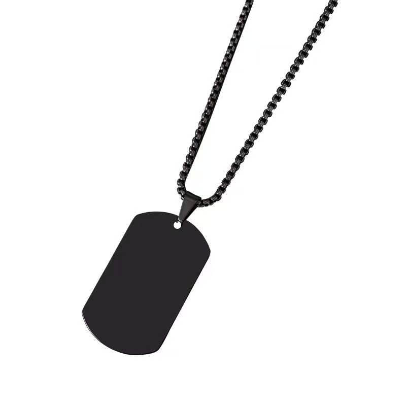 Steel Square Soldier Dog Tag Simple Glossy Necklace