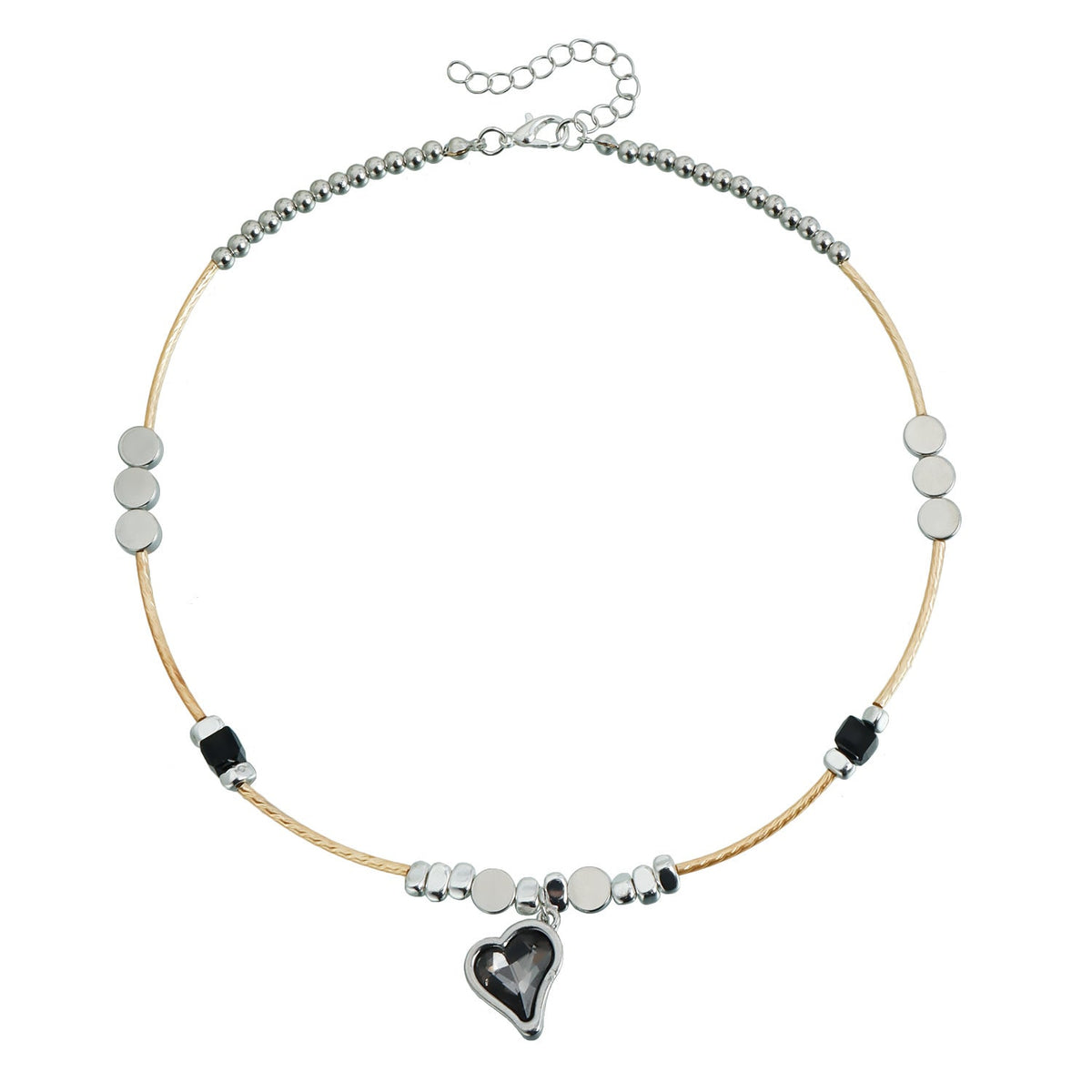 Diamond Heart Female Style Gold Sier Contrast Color Sweet Cool Necklace