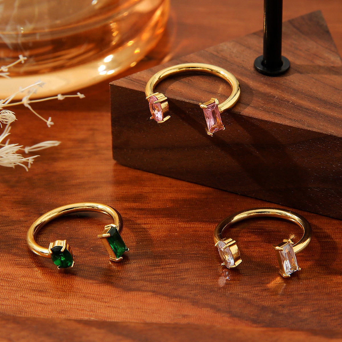 Simple Niche Titanium Steel Gold-plated Temperament Double-line Symmetrical Ring