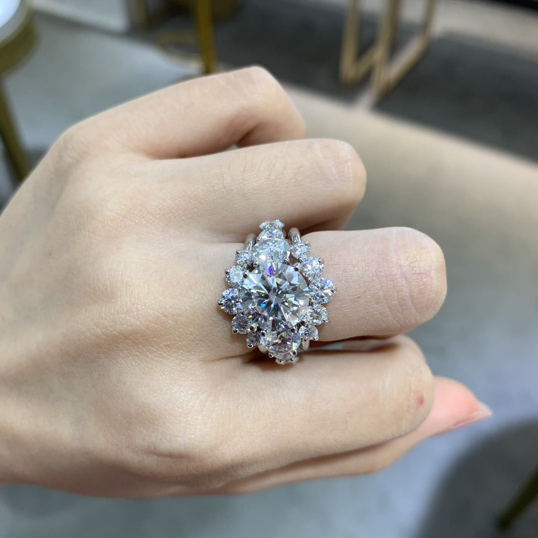 Full D-Color VVS1 Moissanite Engagement Ring – 10mm Round Brilliant Cut, 8 Total Carats, Gold-Plated Sterling Silver