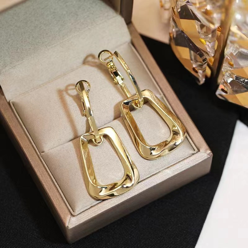 Geometric Trendy Light Luxury High-grade Female Frosty Stud Earrings