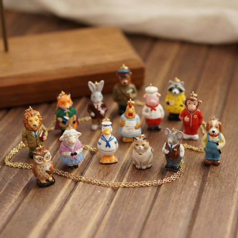 Cartoon Little Animal Piggy Chef Lion Teacher Pendant