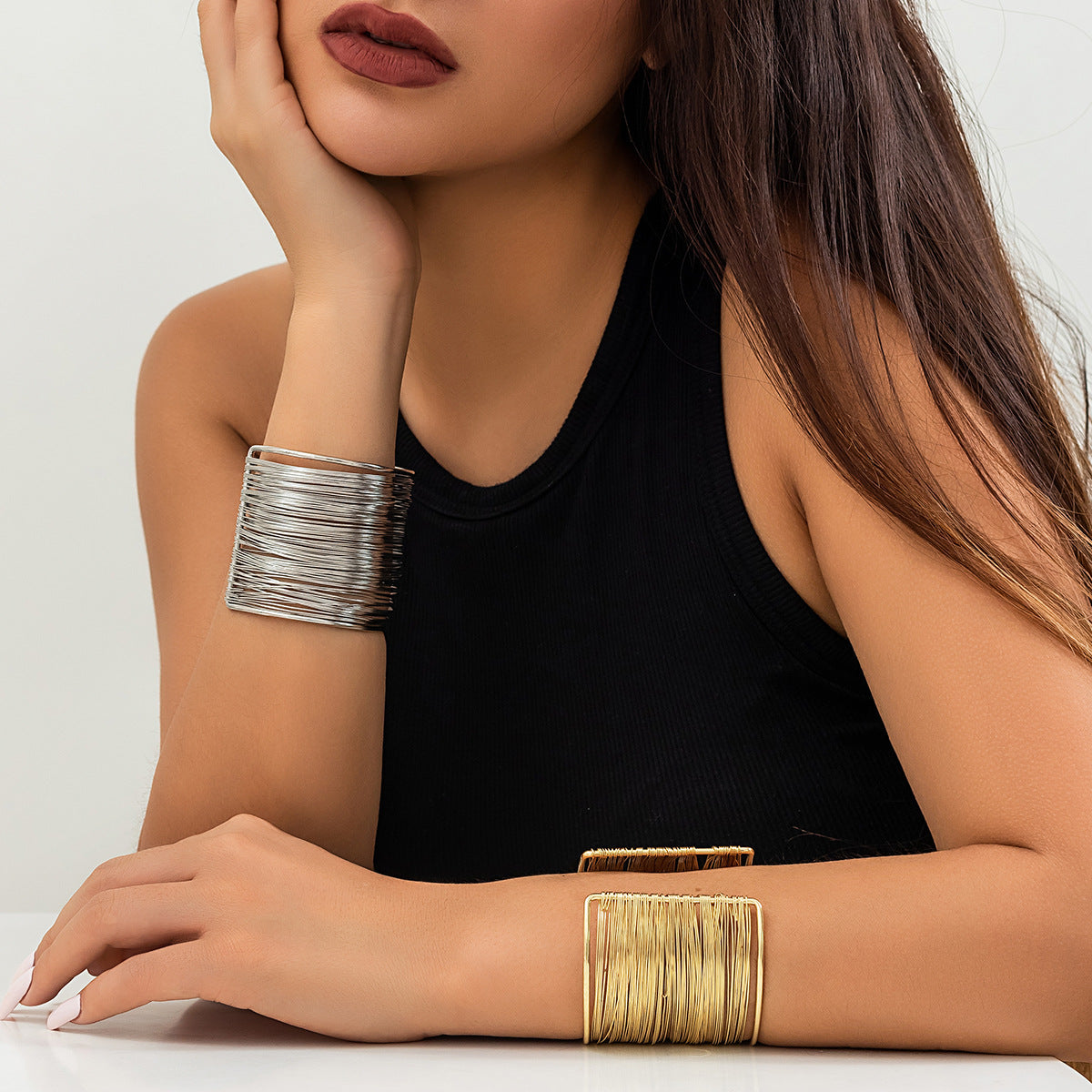 Women's Brushed Open Electroplated Personality Sweet Cool Style Bracelets