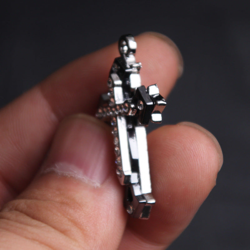 Women's & Men's Cool Diamond Two-color Cross Stitching Alloy Necklaces