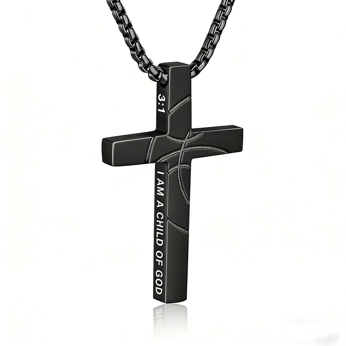 Men's Basketball Cross Double-sided Lettering Inspirational Scripture Personalized Necklace