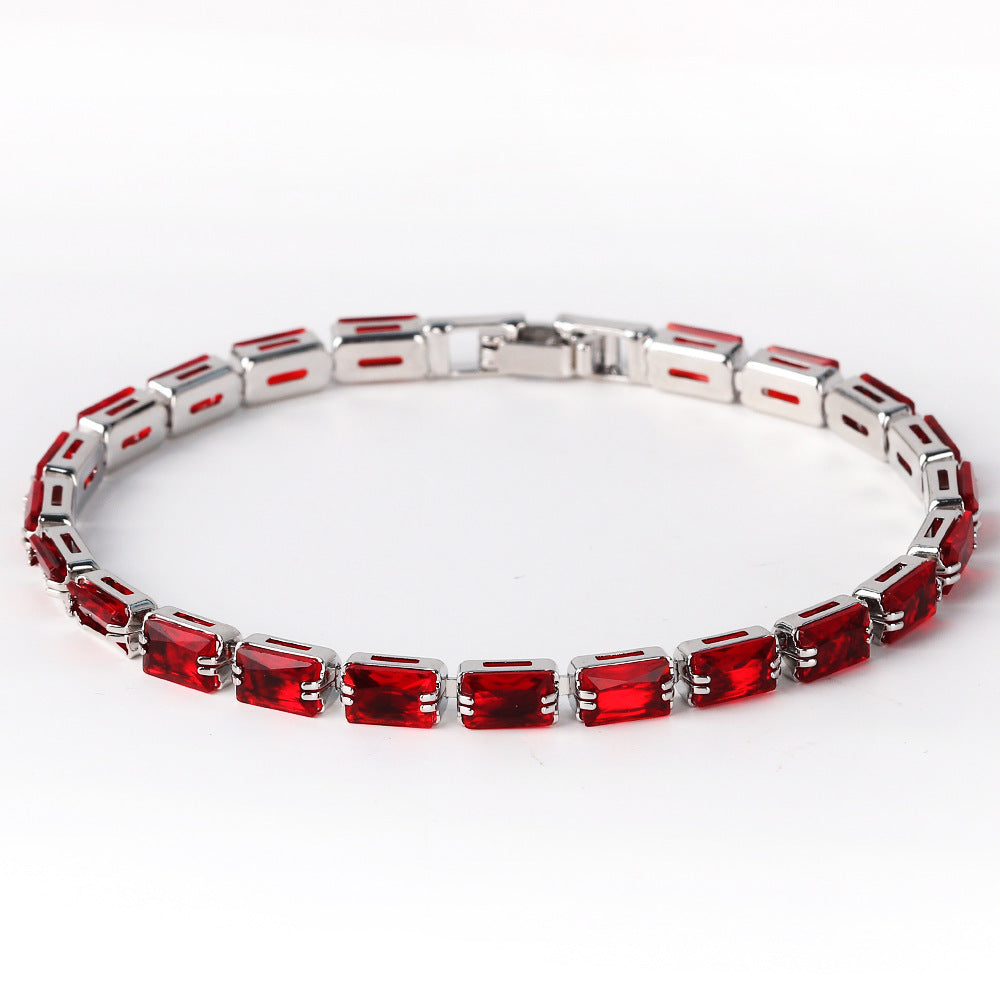 Women's Minority Copper Rectangular Korean Diamond Crystal Color Fashion Zircon Bracelet