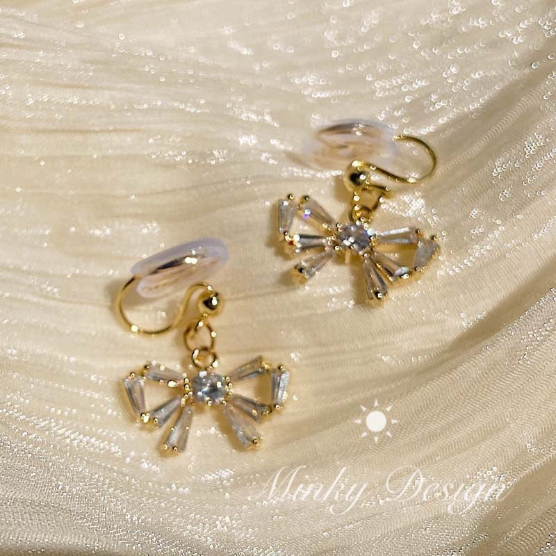 Sweet Bow Mosquito Coil Spiral Fairy Mori Style Super No Earrings