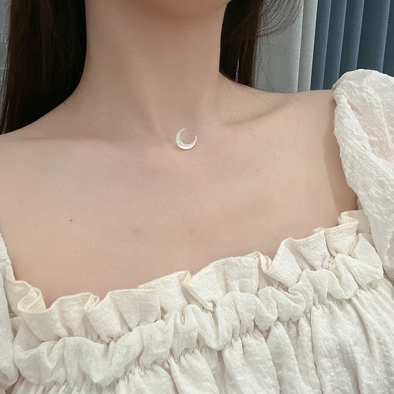 Magic Bone Orchid Crescent Moon Invisible Fishing Line Natural Necklaces