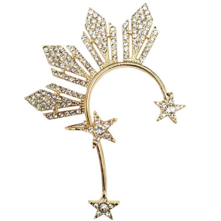 Grandeur Personality Creative Diamond Golden Five-pointed Ear Clip