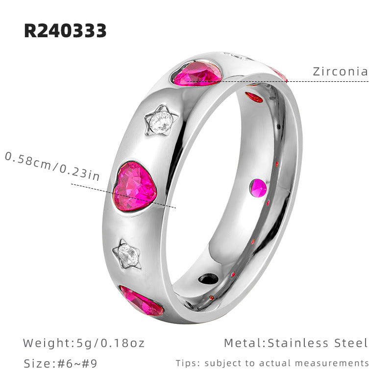 Star Zircon Advanced Affordable Luxury Fashion Niche Titanium Steel Ring