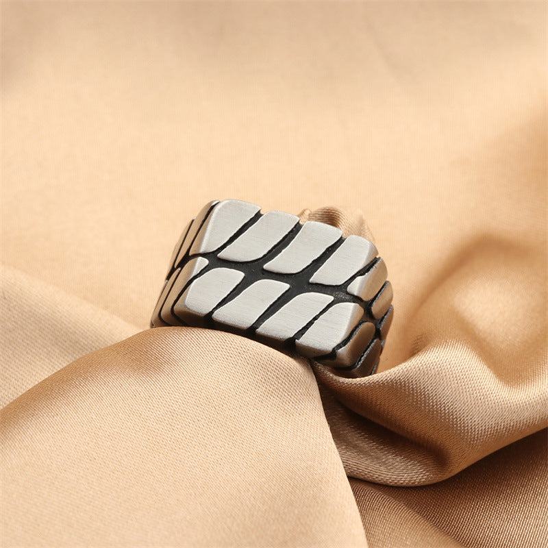 Men's Titanium Steel Twist Retro Trendy Punk Ring