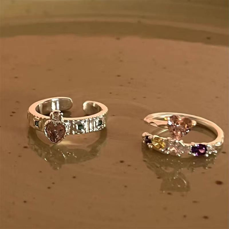 Love Heart-shaped Female Summer Light Luxury Minority Design Sense Ring