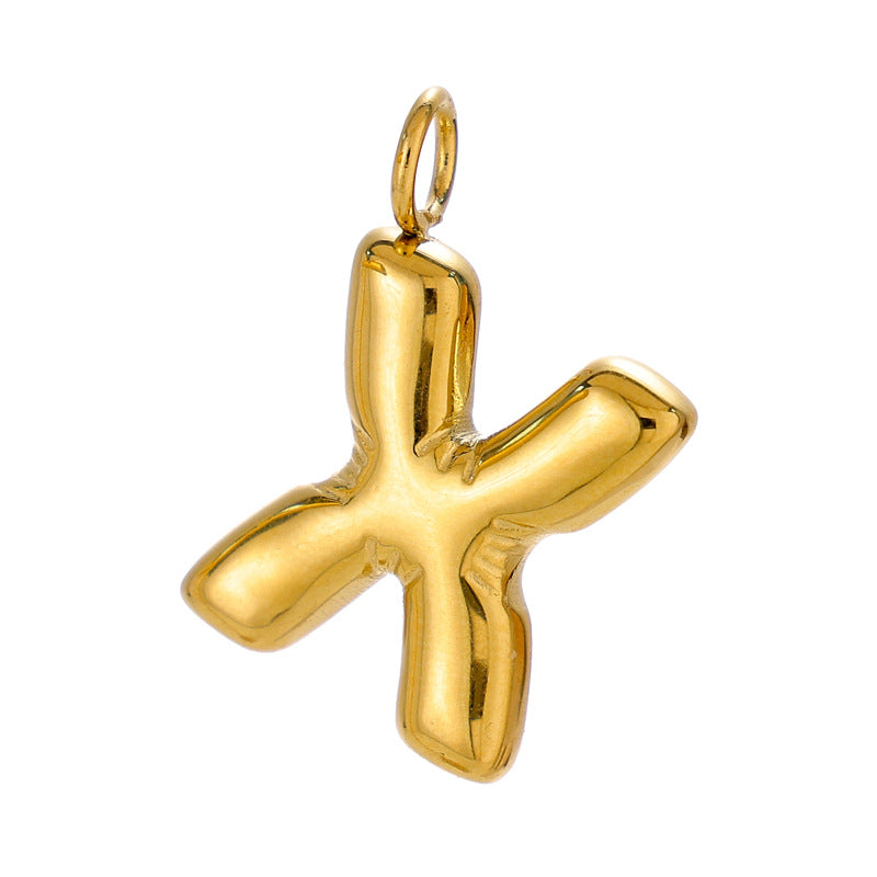 Chubby Bubble English Letter Titanium Steel Gold Pendant
