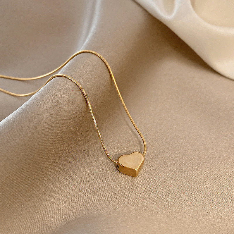 Women's Heart Light Luxury Simplicity Summer Cold Style Temperamental Minority Clavicle Necklace