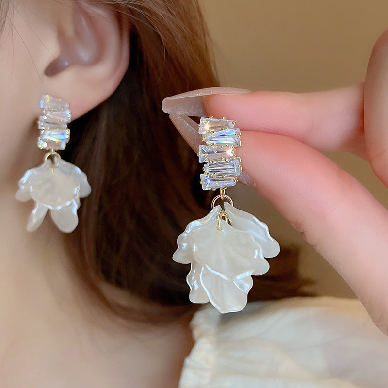 Needle High-grade Flower Tassel Pearl French Fashion Earrings