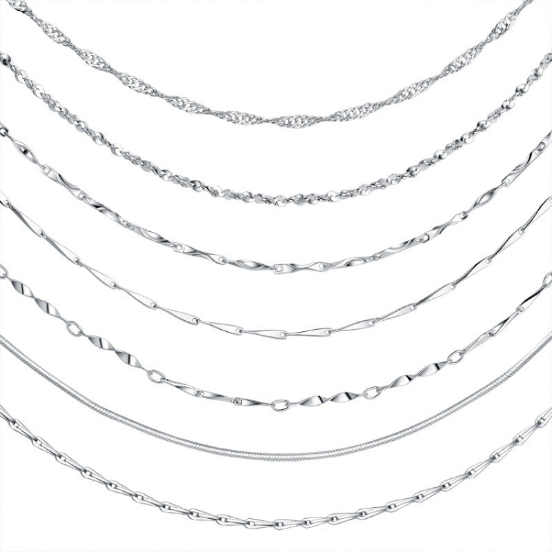 Women's Sier-plated For Single Chain Clavicle Ingot Snake Bone O-shaped Starry Necklaces