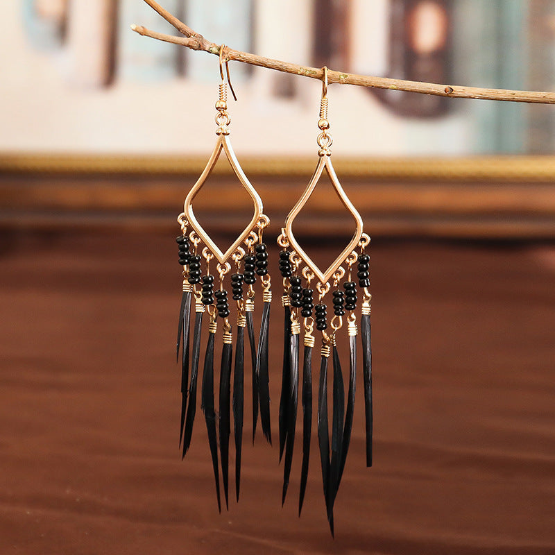 Women's Bohemian Ethnic Tassel Blue Ear Vintage Earrings