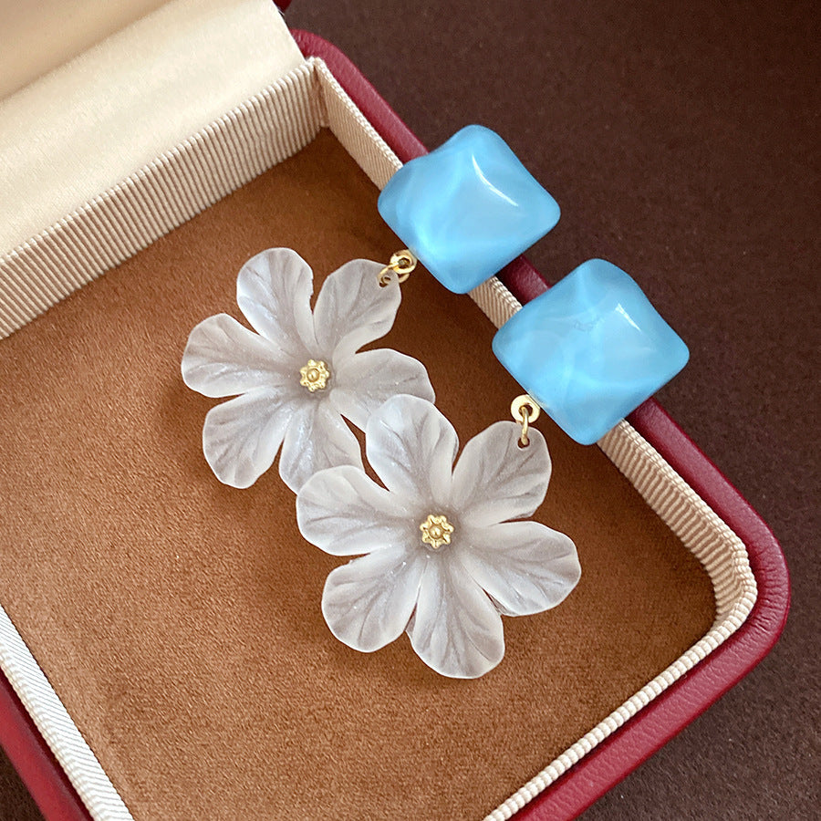 Summer Super Fairy Vacation Style Blue Flower Tassel Fashion Elegant Rings