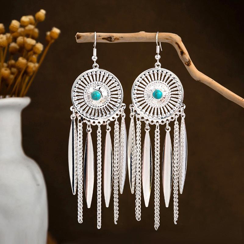 Colorful Long Feather Tassel Scenic Spot Earrings